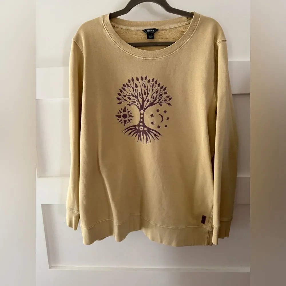 Roots Beige Tree Graphic Sweater